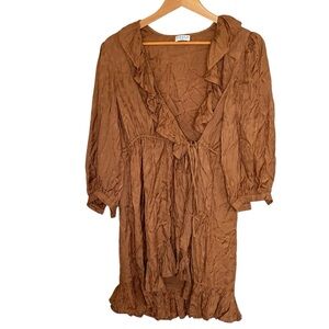 Claudie Pierot Long Sleeve Brown Wrap Dress Size 38